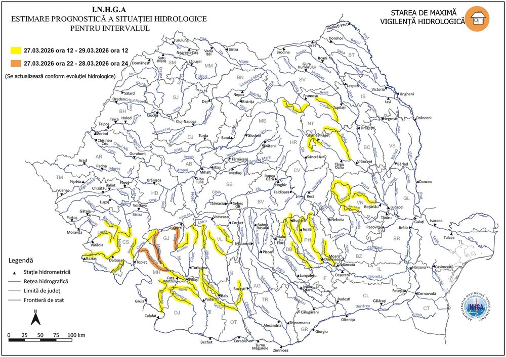 Cod galben de inundatii pe mai multe rauri din bazinul hidrografic Siret