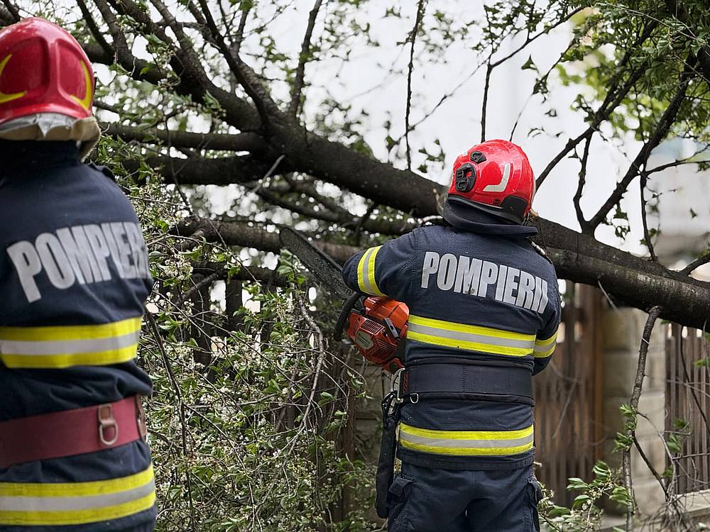 Pompierii actioneaza in diverse zone pentru a elimina efectele vantului puternic