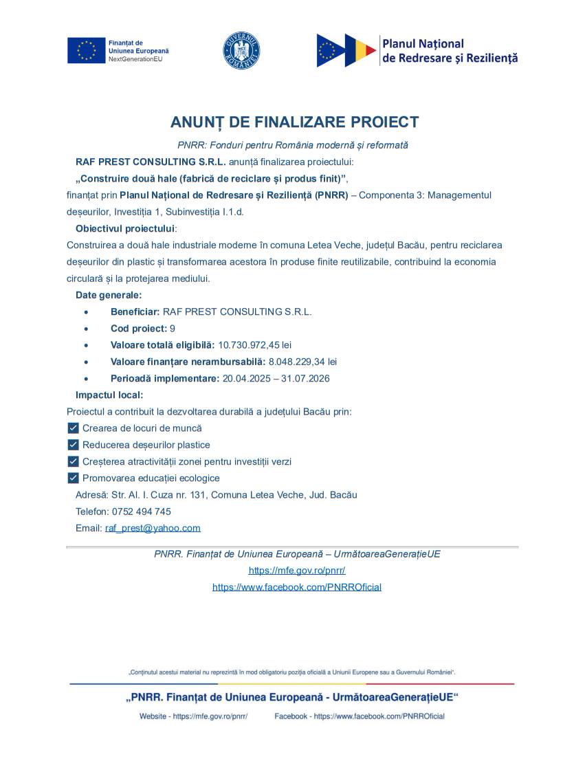 Anunt pentru media