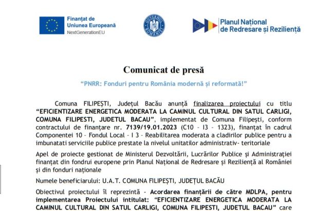 Comunicat de stiri