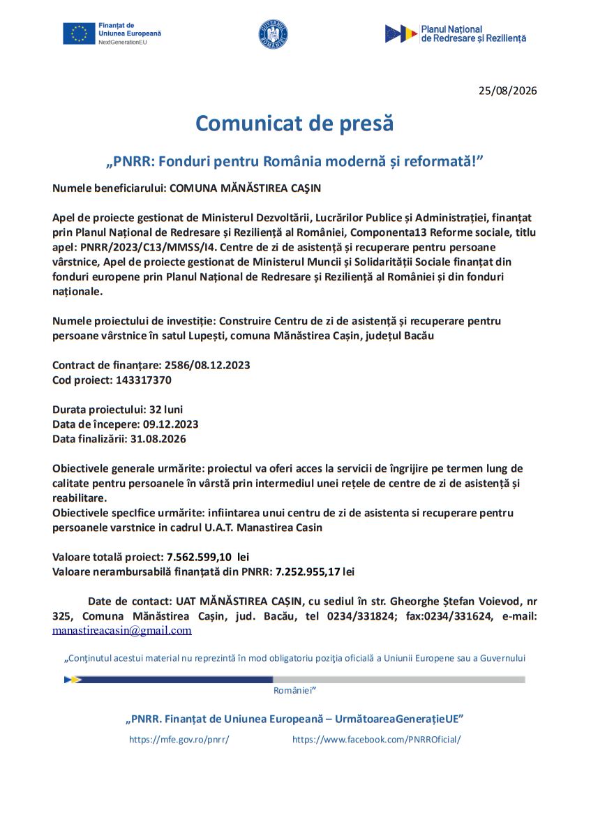 Anunt de presa 1