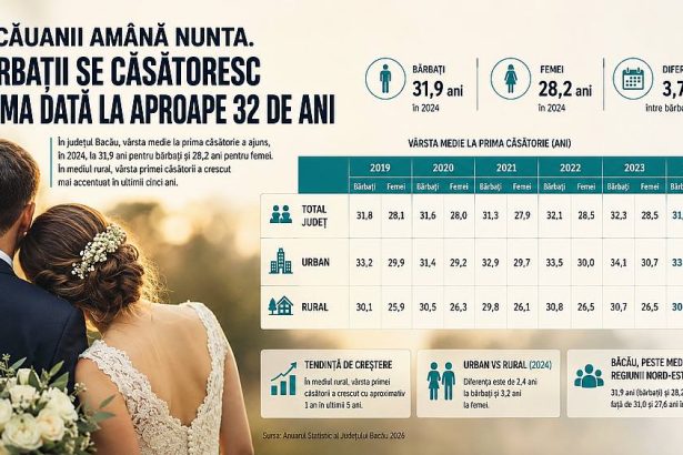 Bacauanii isi amana nunta Barbatii se casatoresc prima data aproape de 32 de ani