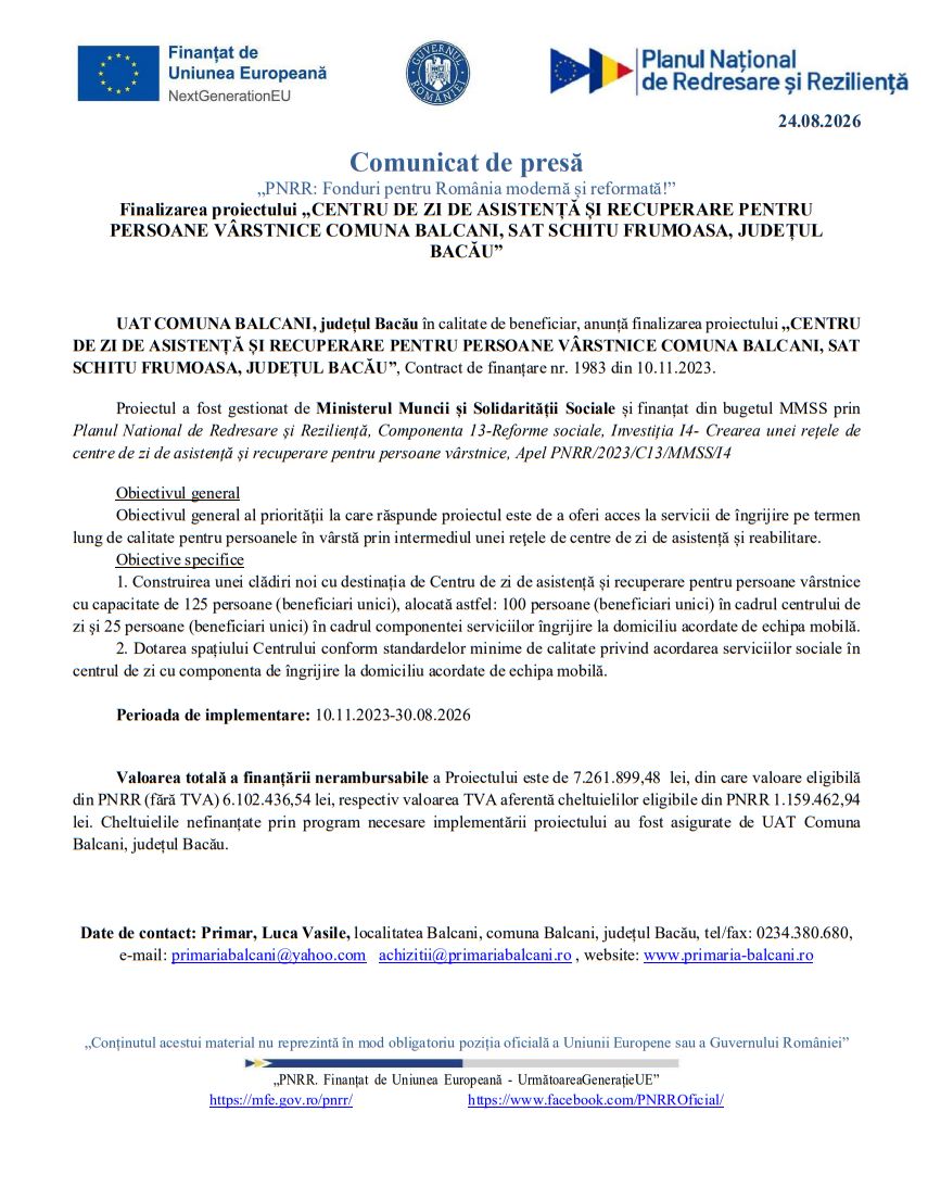 Comunicat de mass media 1