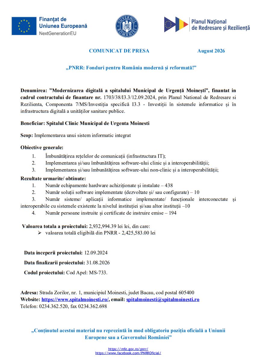 Comunicat de stiri 1