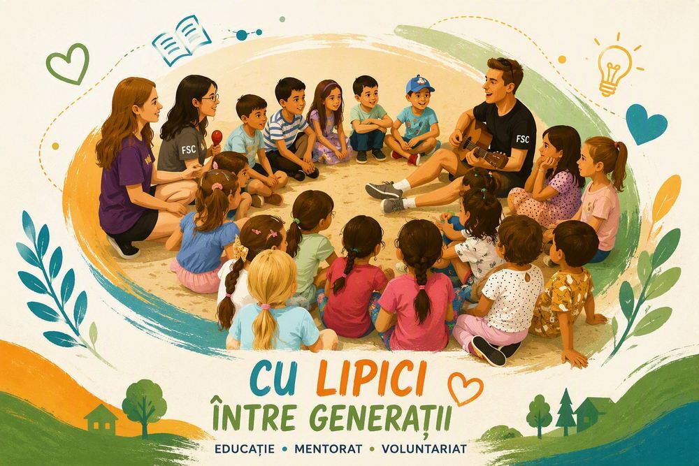 FSC lanseaza proiectul Cu Lipici intre Generatii o punte intre copiii si tinerii voluntari FSC prin educatie mentorat si implicare in comunitate