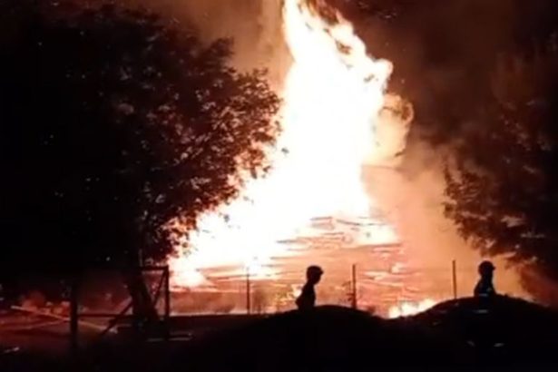 Incendiu la un depozit de lemn in comuna Sanduleni