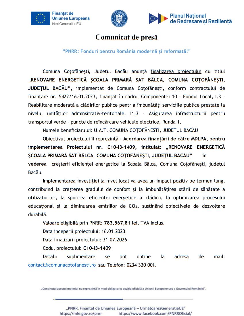 comunicat de presa