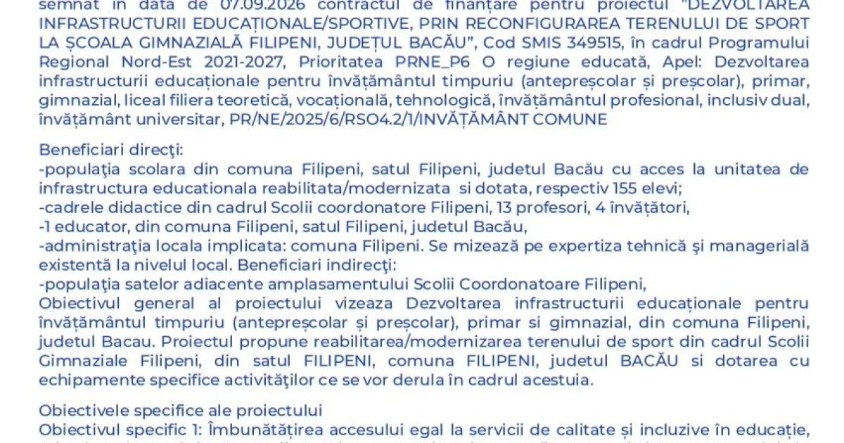 Anunț oficial transmis către mass-media și public