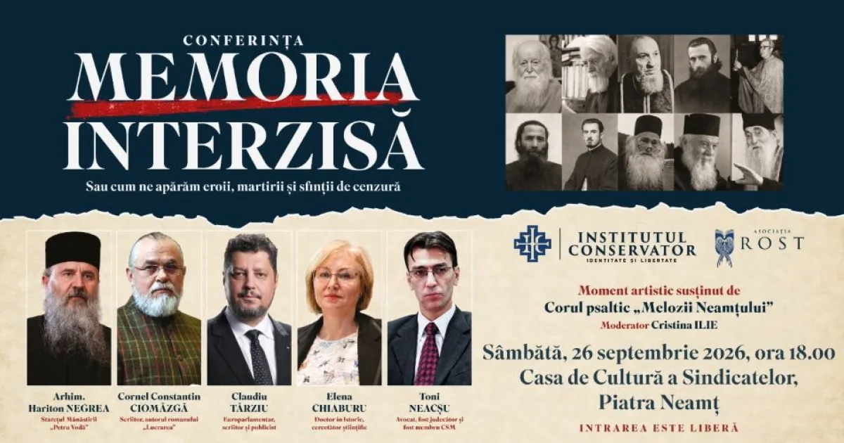 Conferință la Piatra Neamț: „Memoria interzisă” despre istorie și libertatea de exprimare