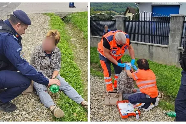 Jandarmii din Bacău au acordat primul ajutor unei femei căzute pe drum, la Târgu Ocna