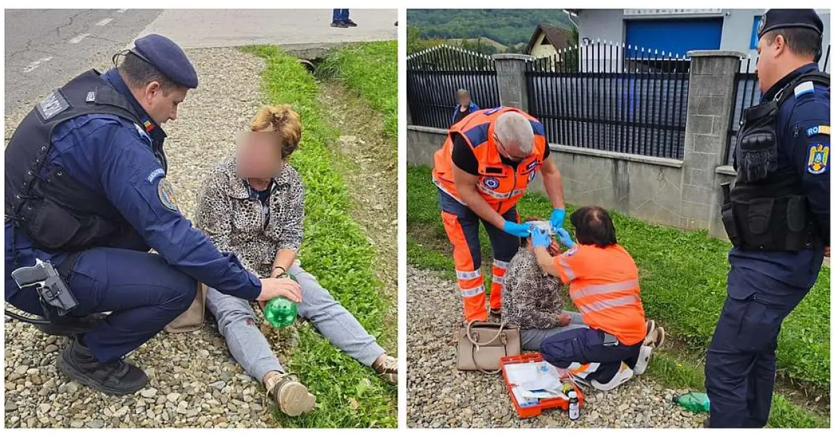 Jandarmii din Bacău au acordat primul ajutor unei femei căzute pe drum, la Târgu Ocna
