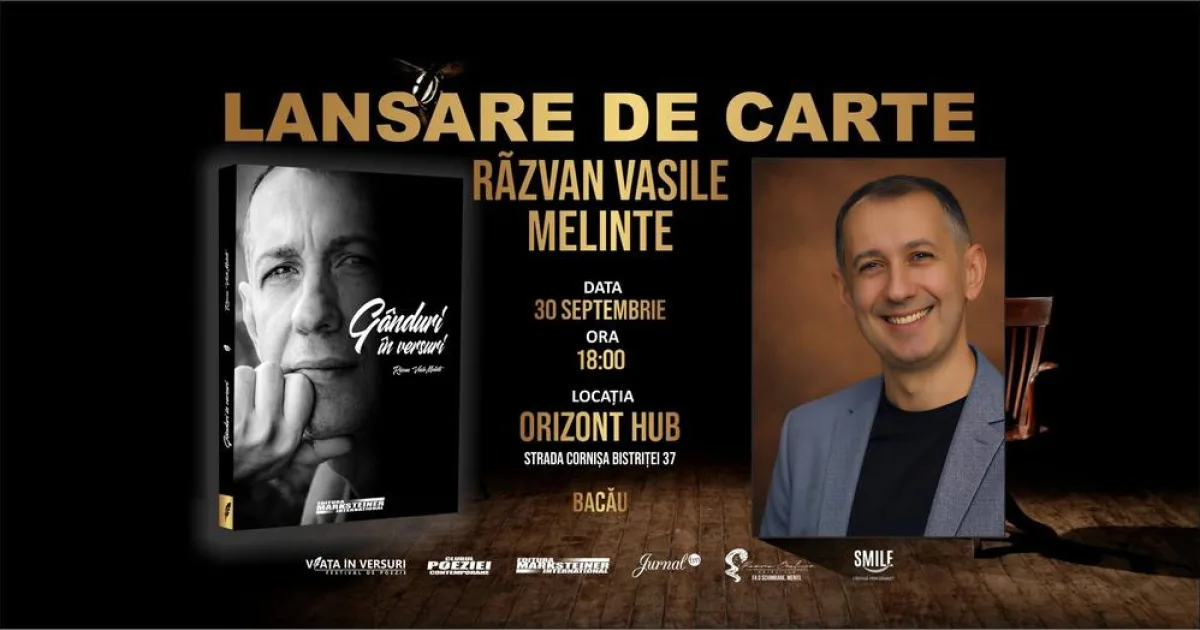 Lansare de carte la OrizontHub Bacău: Răzvan Vasile Melinte își prezintă noul volum