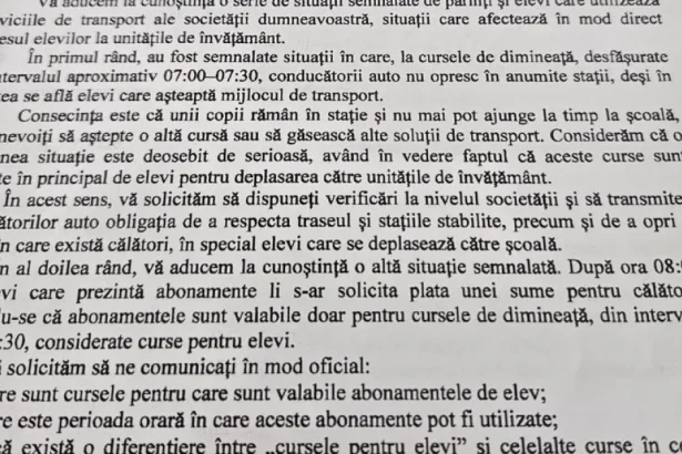 Primăria Nicolae Bălcescu solicită verificarea problemelor legate de transportul elevilor