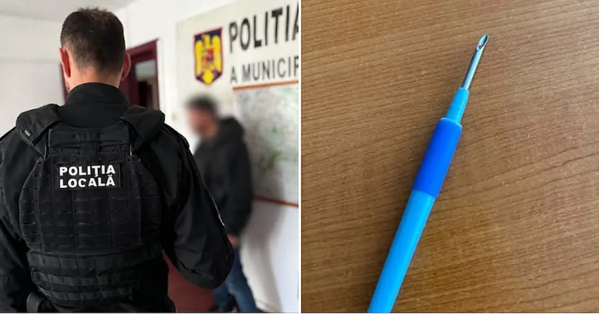 Bărbat agresiv, prins de polițiștii locali din Bacău cu un obiect metalic ascuțit