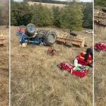 Bărbat mort strivit de tractor. Soția lui, transportată cu elicopterul la Iași